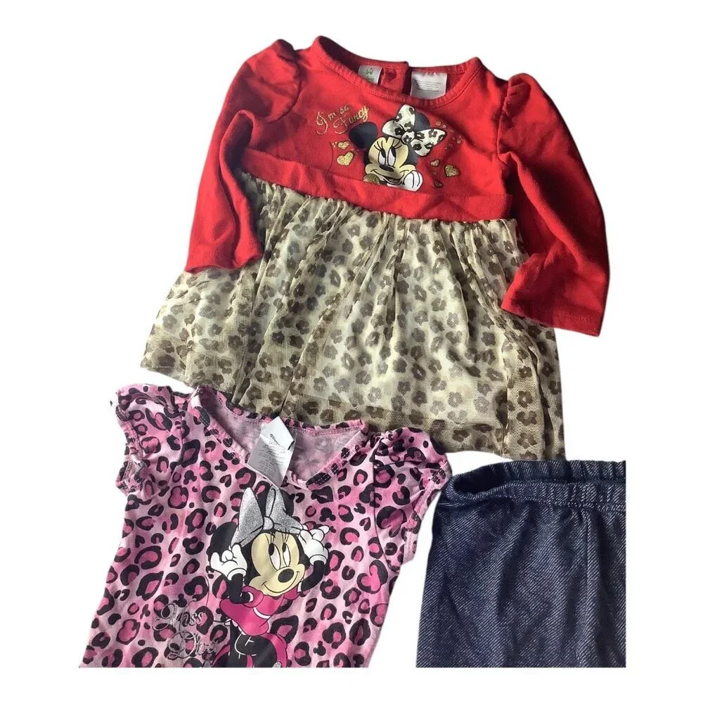 Disney Baby Girls Lot of 4  Shirts & Pants Minnie Mouse Theme 18M-24M Multicolor